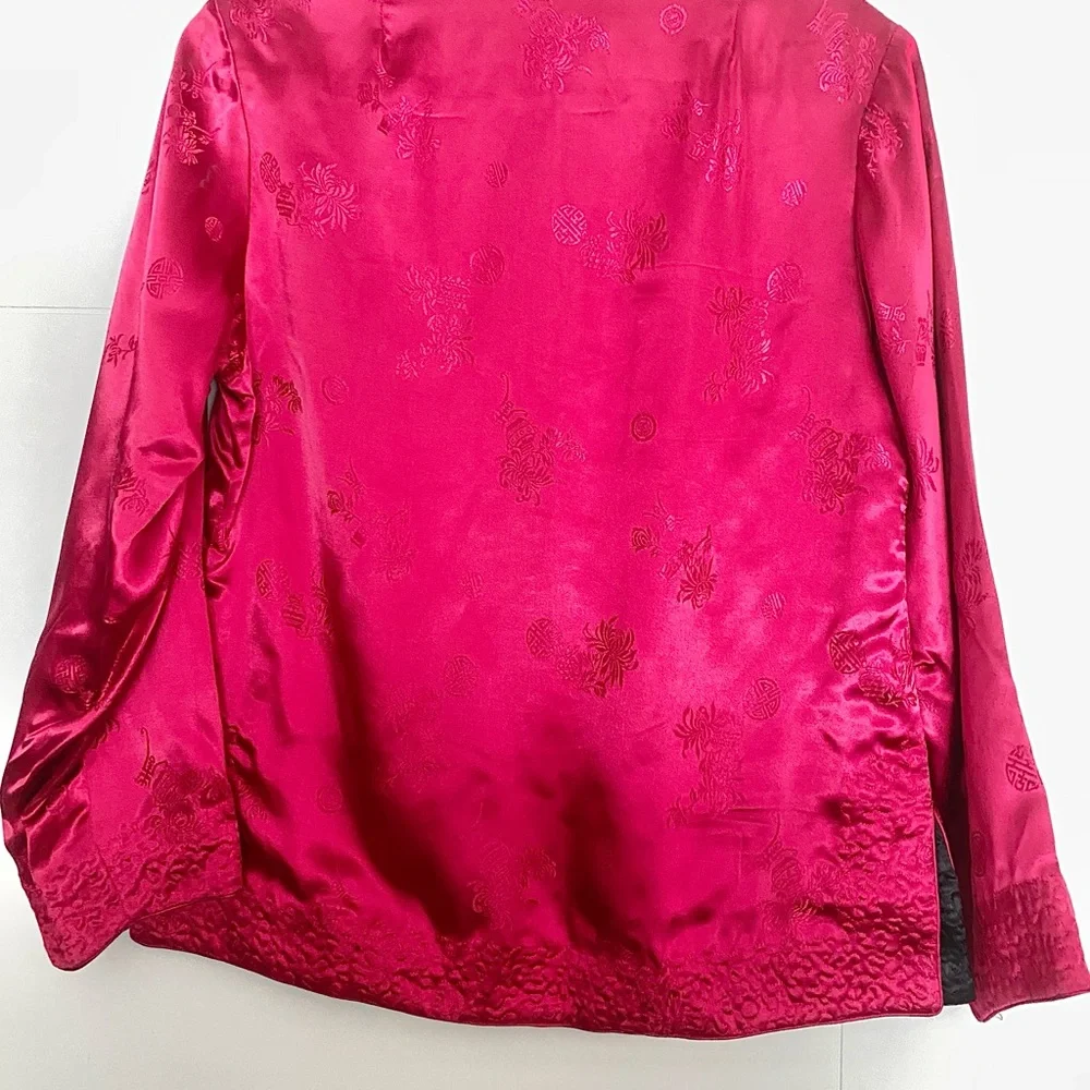 Women's Chinese Fuchsia Satin Blazer - Picture 2 of 8